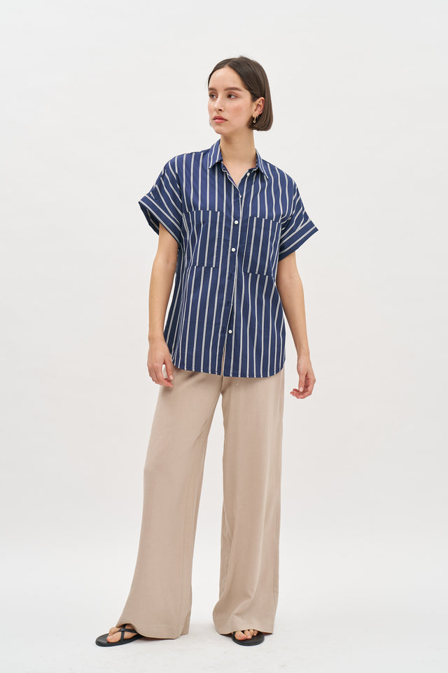 Daniel Blouse Navy Blue stripes