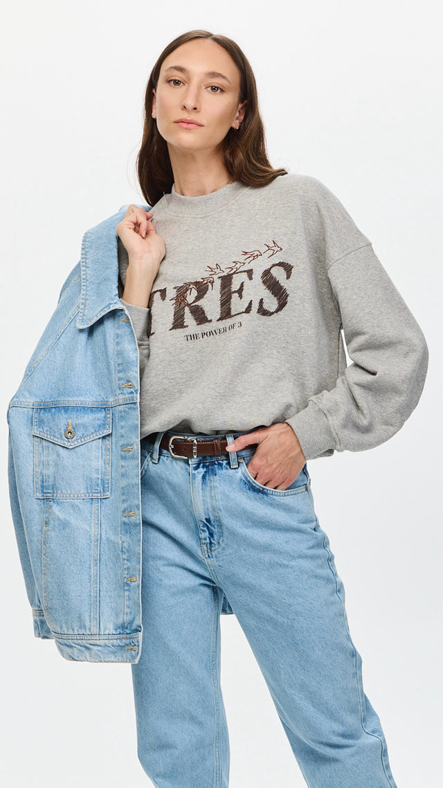 Birds Sweatshirt Grey Melange