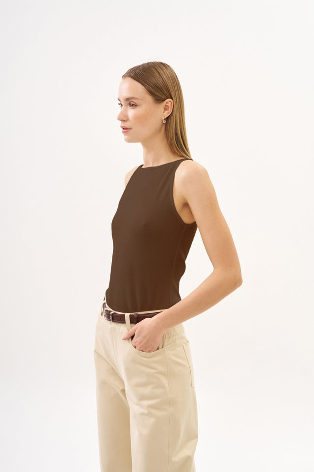 Vera Rib Tank Top Cashew Brown