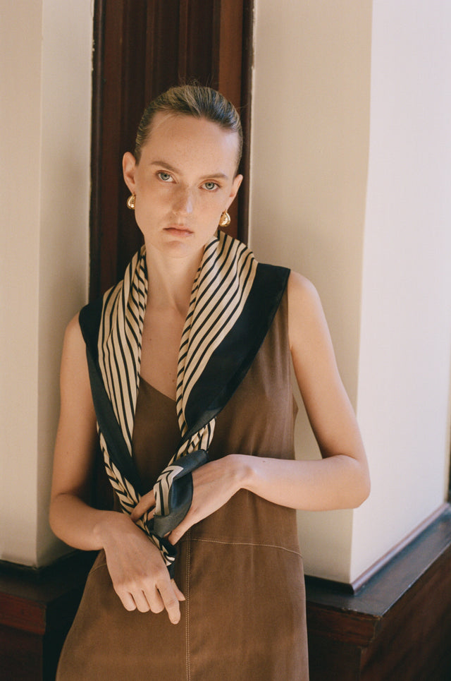 Stripes Large Black Scarf