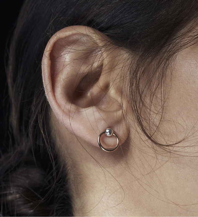 Silver & Rose Gold Mini Knocker Earring