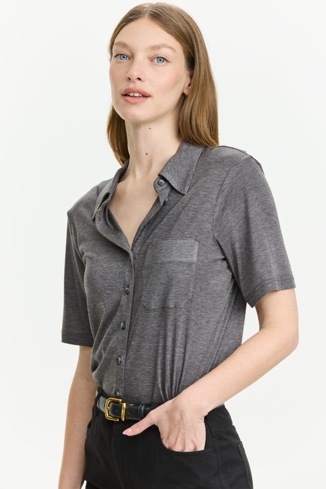 Alison Soft Blouse Dark Grey