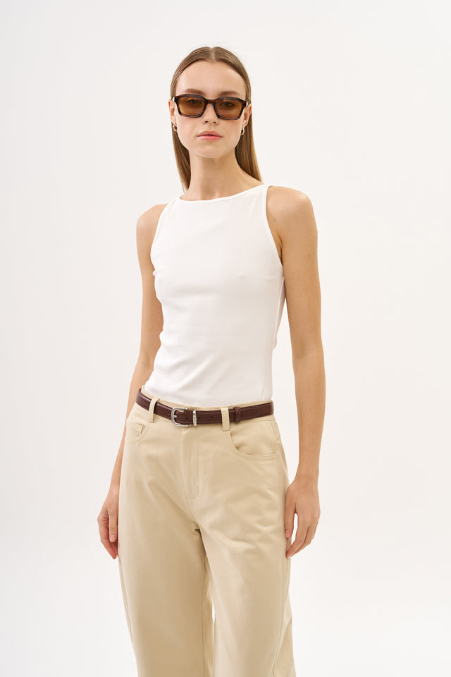 Vera Rib Tank Top White