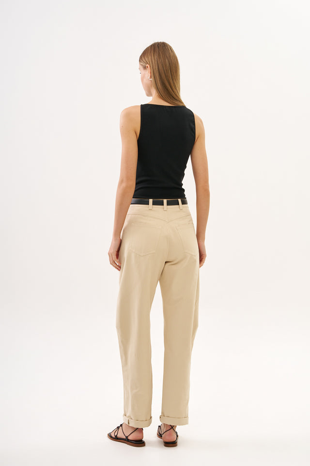 Barrel Leg Pants Beige