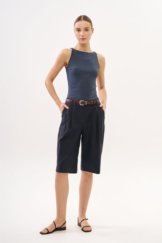 Vera Rib Tank Top Washed Blue