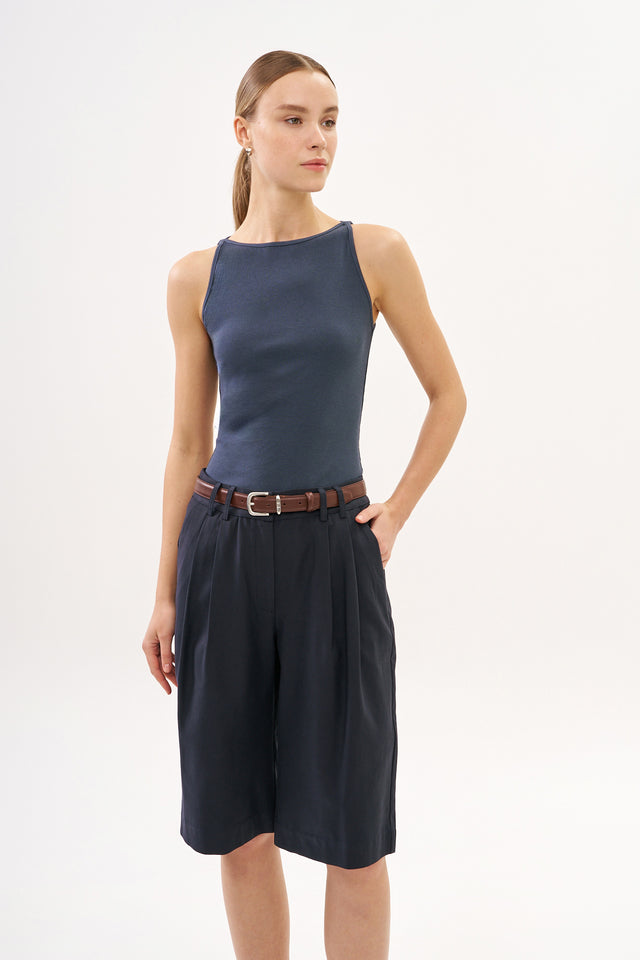 Vera Rib Tank Top Washed Blue