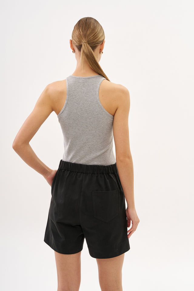 Zoe Rib Top Melange Grey