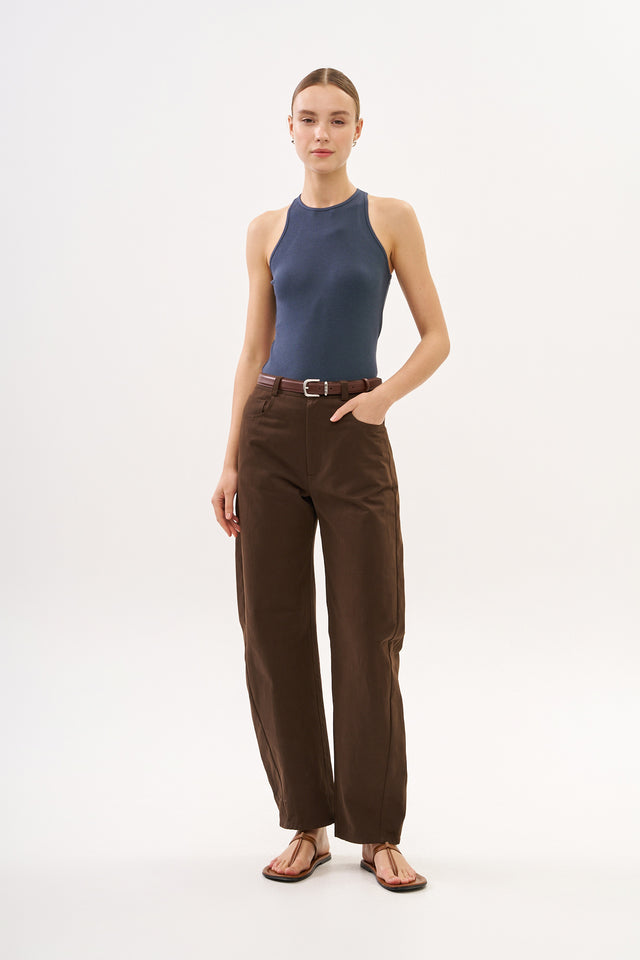 Barrel Leg Pants Brown