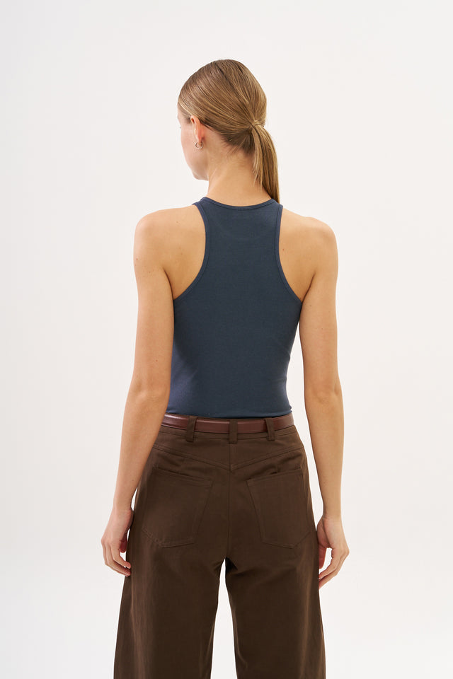 Zoe Rib Top Blue