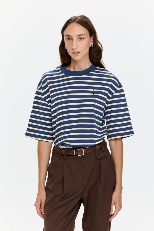 Oversized Sigma T Stripes Blue