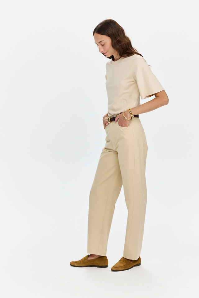 Barrel Leg Pants Beige