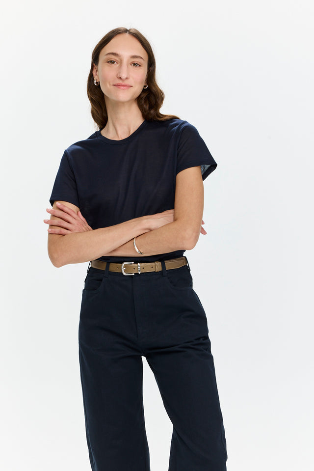 Tres Fitted T Semi sheer Navy