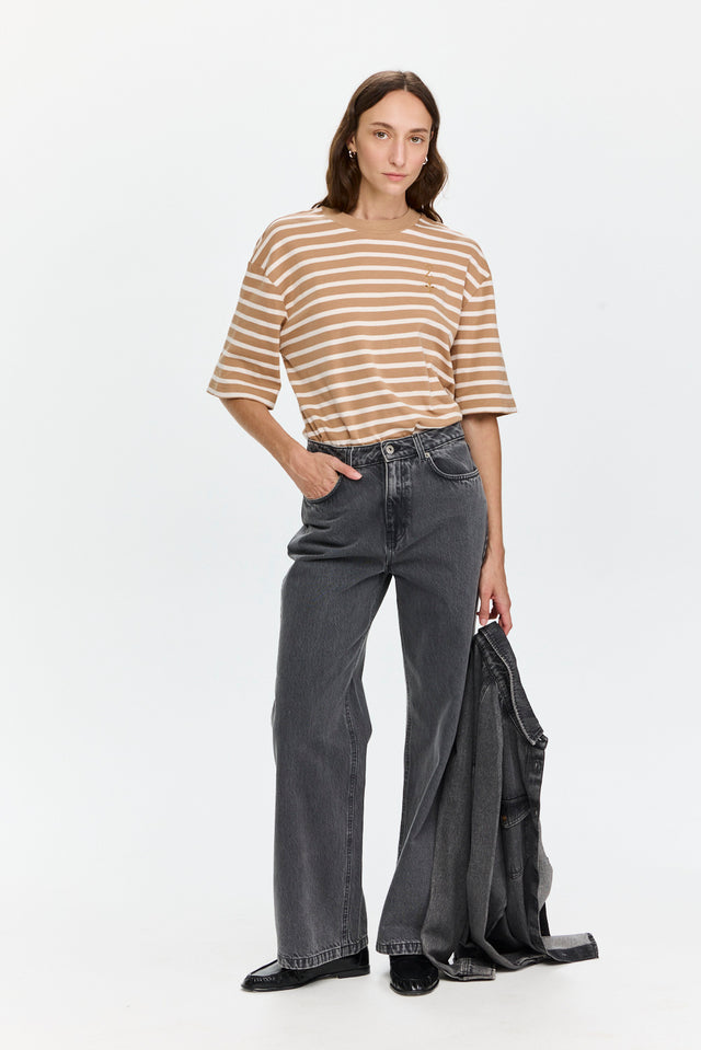 Wide Leg Denim Washed Grey