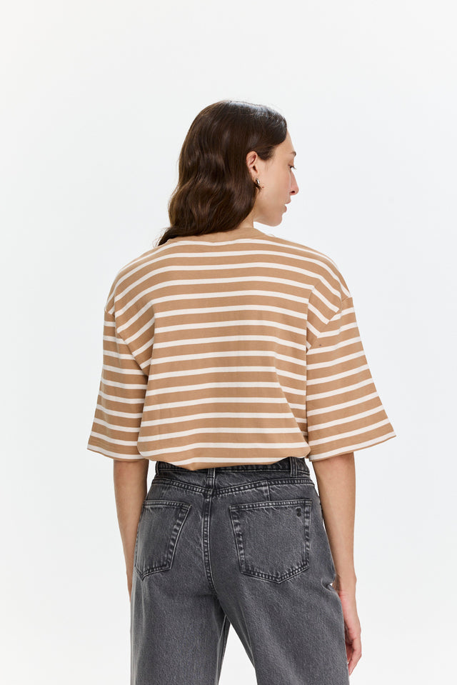 Oversized Sigma T Stripes Cappuccino