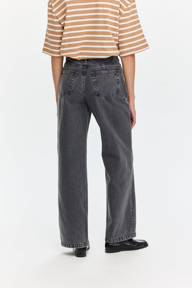 Wide Leg Denim Washed Grey