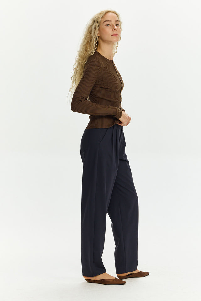 Rose Buttoned Knit Tencel Dusty Brown