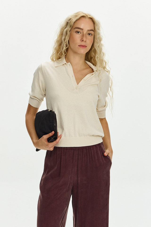 Short Sleeve Polo Cream
