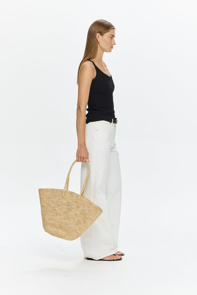 Wide Leg Mid Waist Denim White