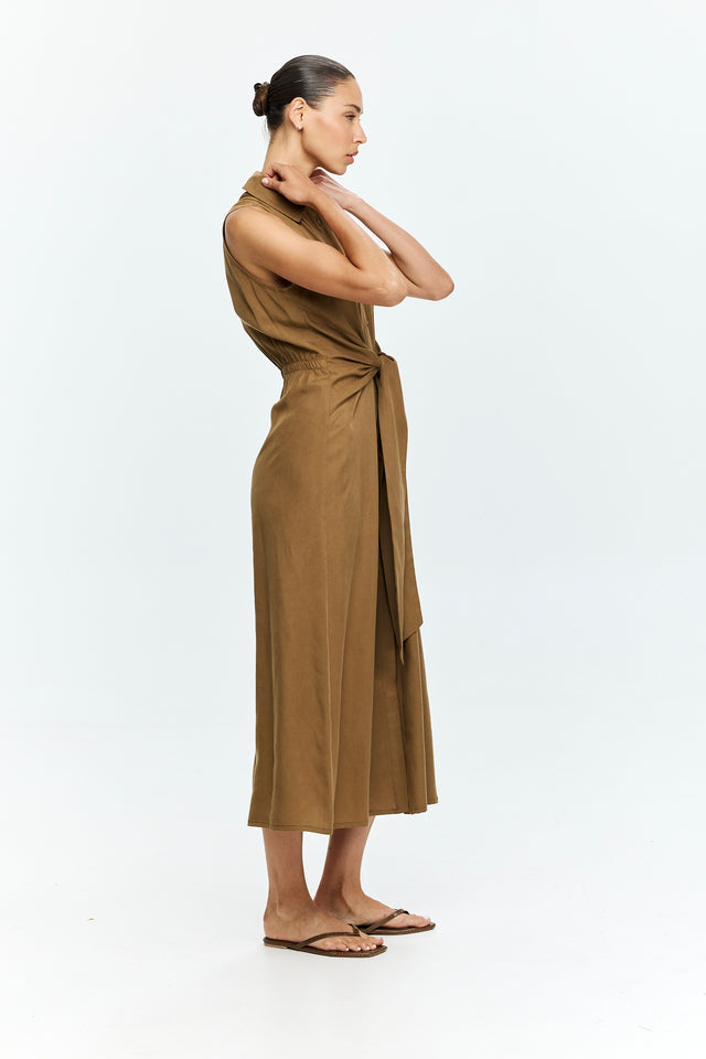 Sean Tie Dress Camel