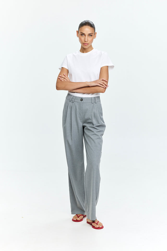 Noah Semi Tailored Pants Grey Melange