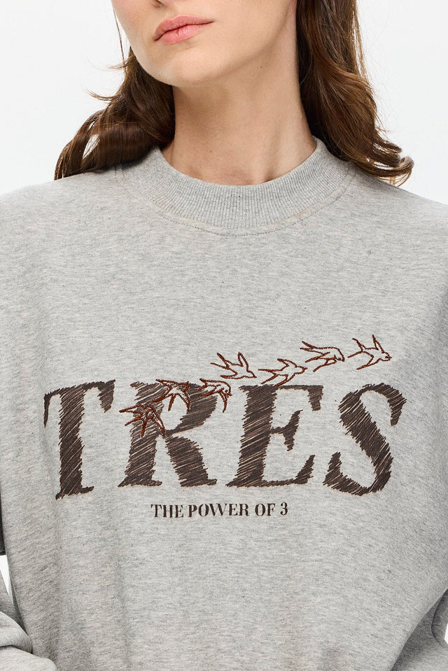 Birds Sweatshirt Grey Melange