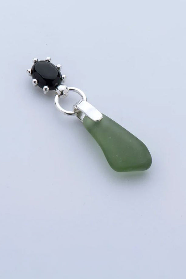 Green Sea Glass Drop Earring