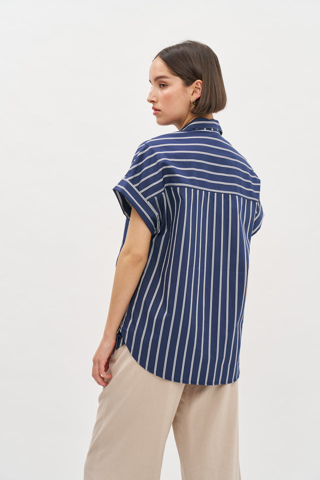 Daniel Blouse Navy Blue stripes