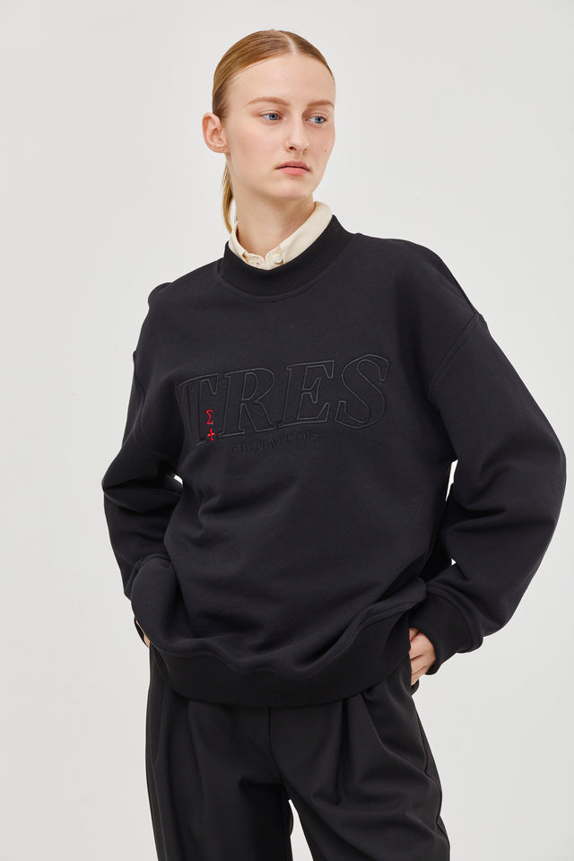 Embroidered Oversized Sweatshirt Black