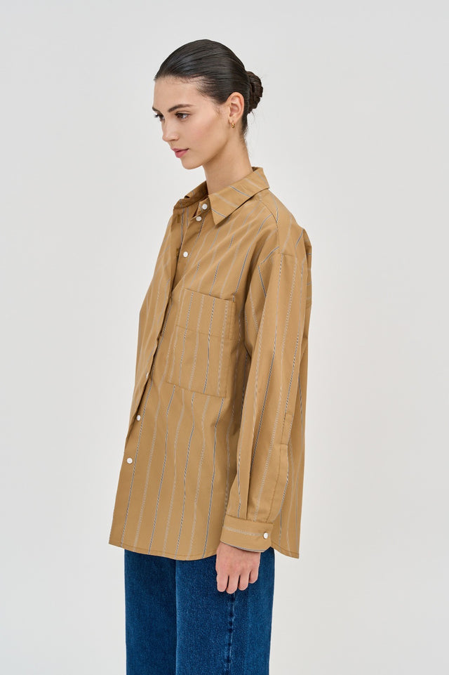 Andy Blouse Camel Stripes