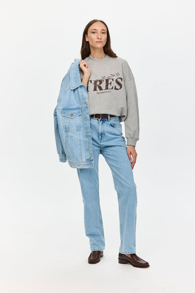 Birds Sweatshirt Grey Melange