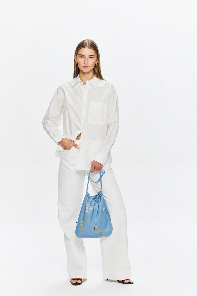 Pre-order: Light Blue Printed Drawstring Bag
