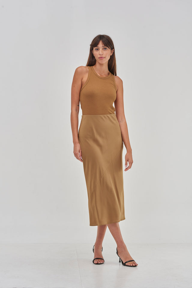 Layla Silk Skirt Bronze