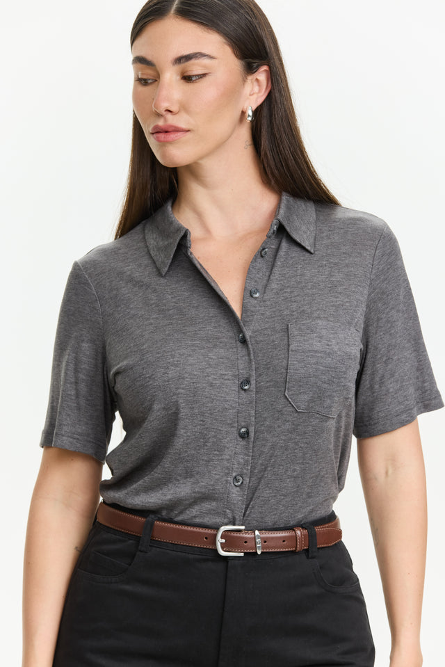 Alison Soft Blouse Dark Grey