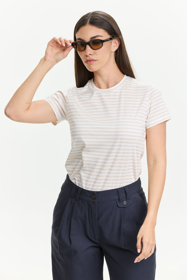 Tres fitted T Stripes Beige