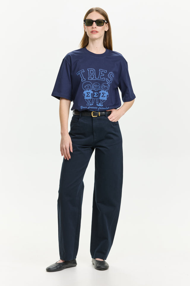 Barrel Leg Pants Navy