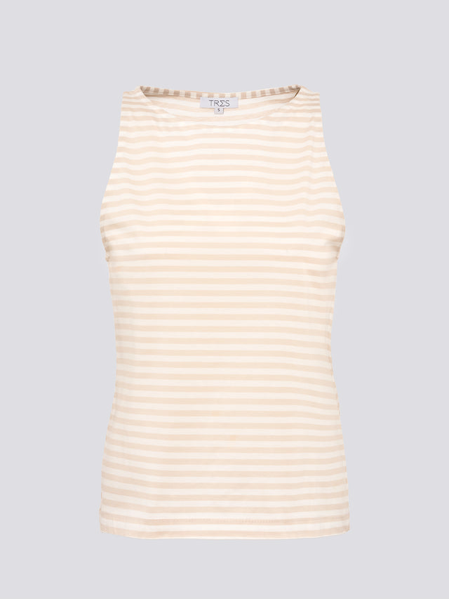 Boat neck Stripes Beige