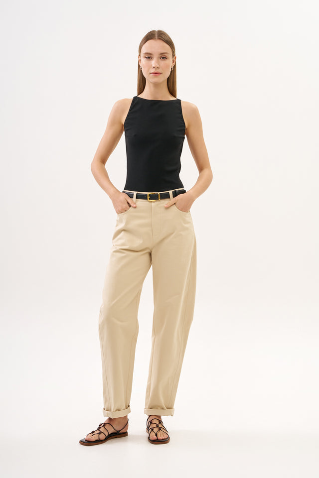 Barrel Leg Pants Beige