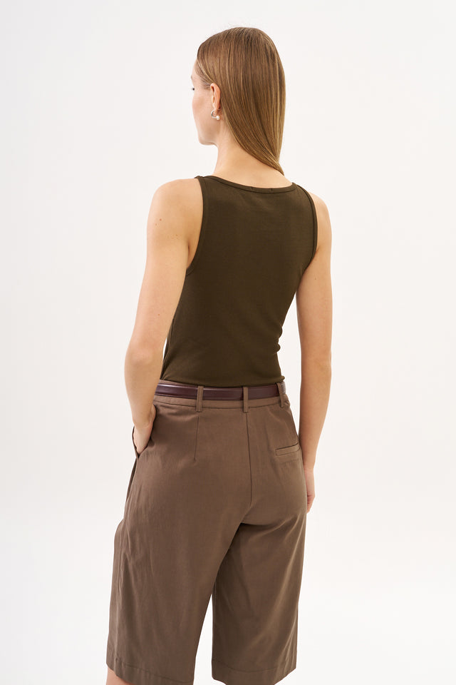 Vera Rib Tank Top Dusty Brown