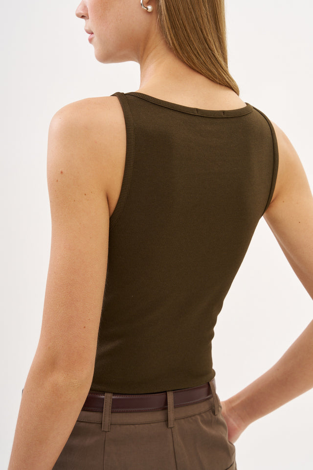 Vera Rib Tank Top Dusty Brown