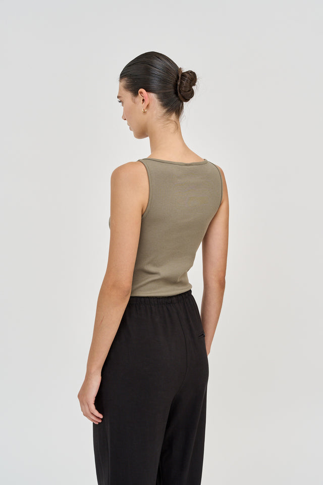 Vera Rib Tank Top Olive