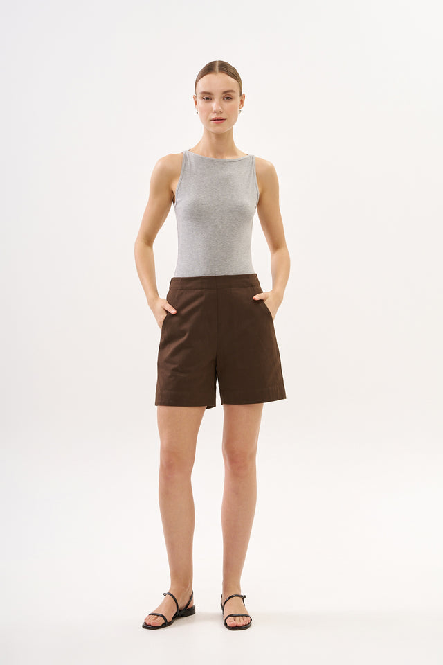 Zoe Rib Top Melange Grey