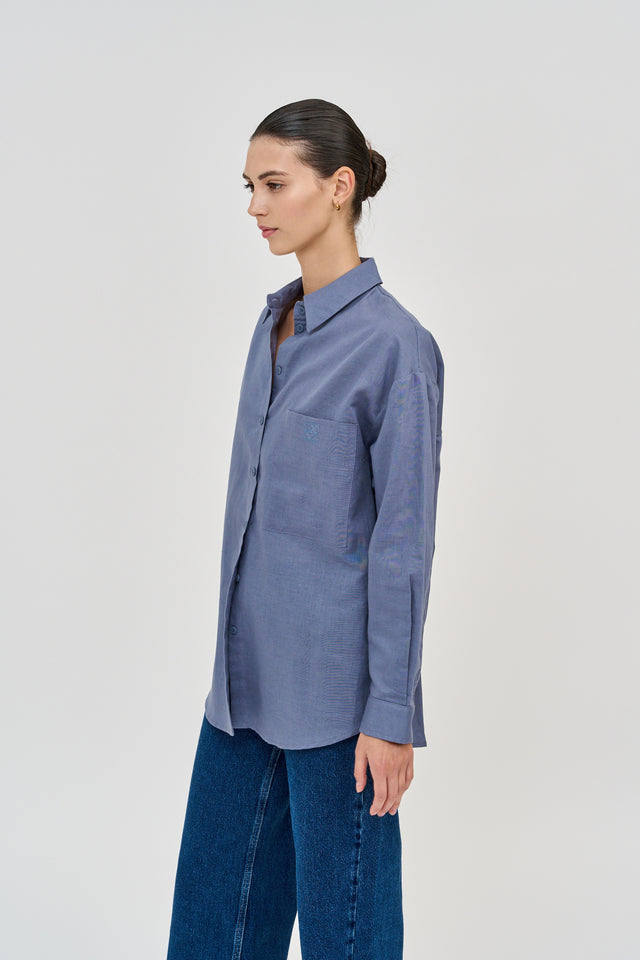 Andy Blouse Linen Denim Blue