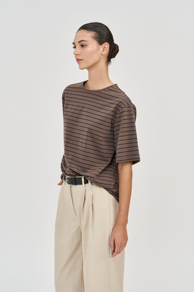 Oversized T Stripes Brown-Blue