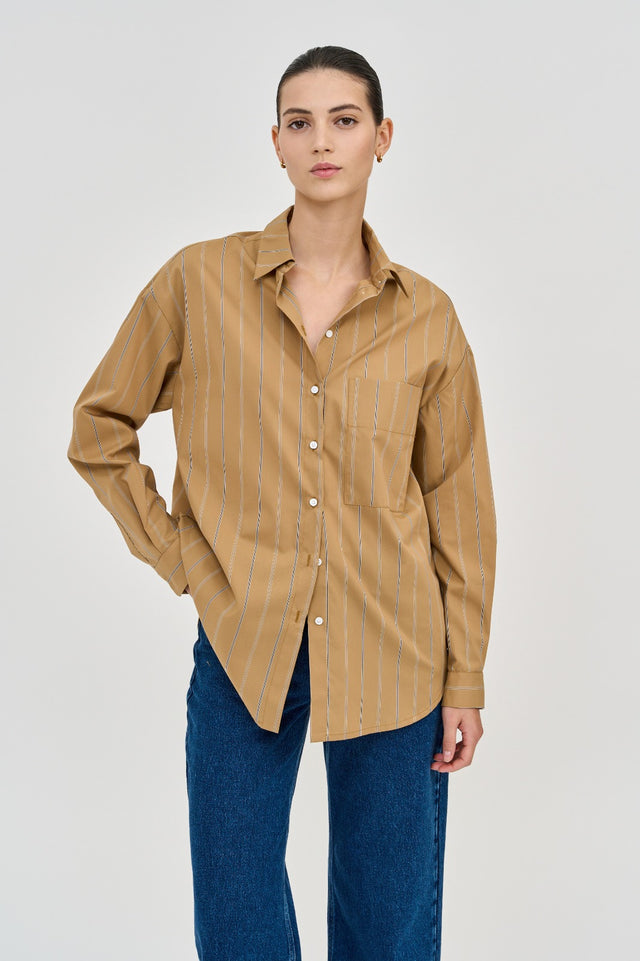 Andy Blouse Camel Stripes