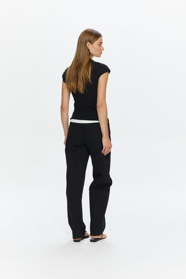 Barrel Leg Pants Black
