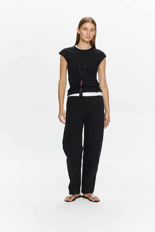 Barrel Leg Pants Black