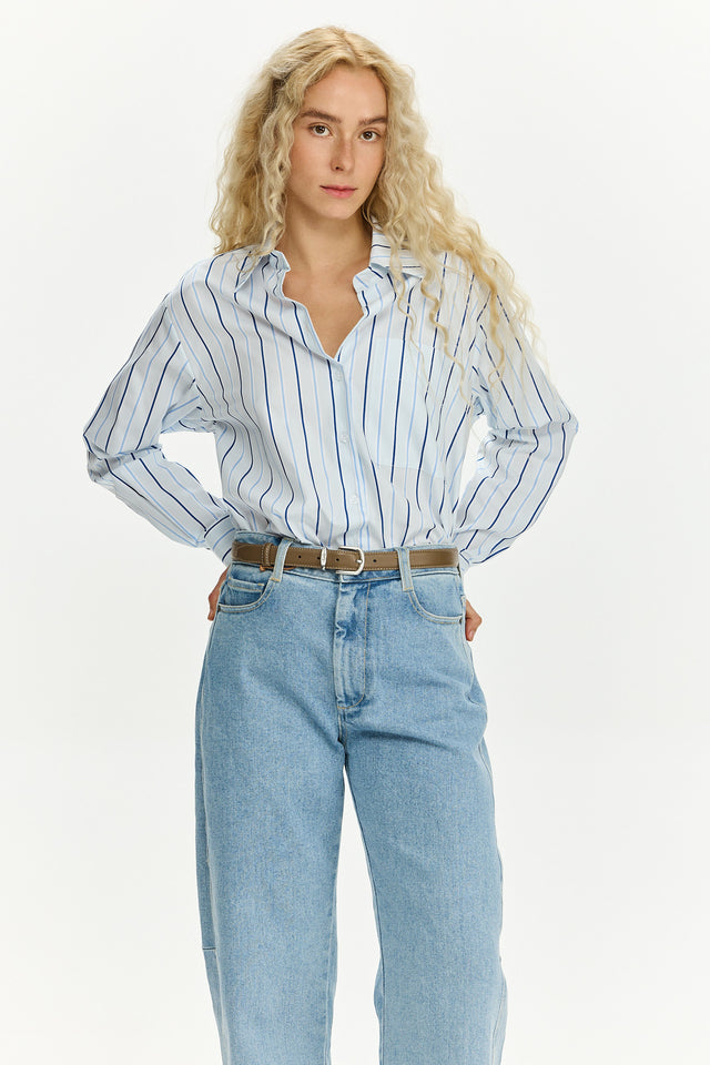 Sam Blouse Light Blue Stripes