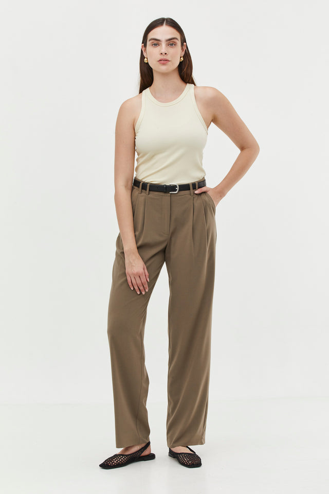 Noah Tailored Pants Dusty Olive