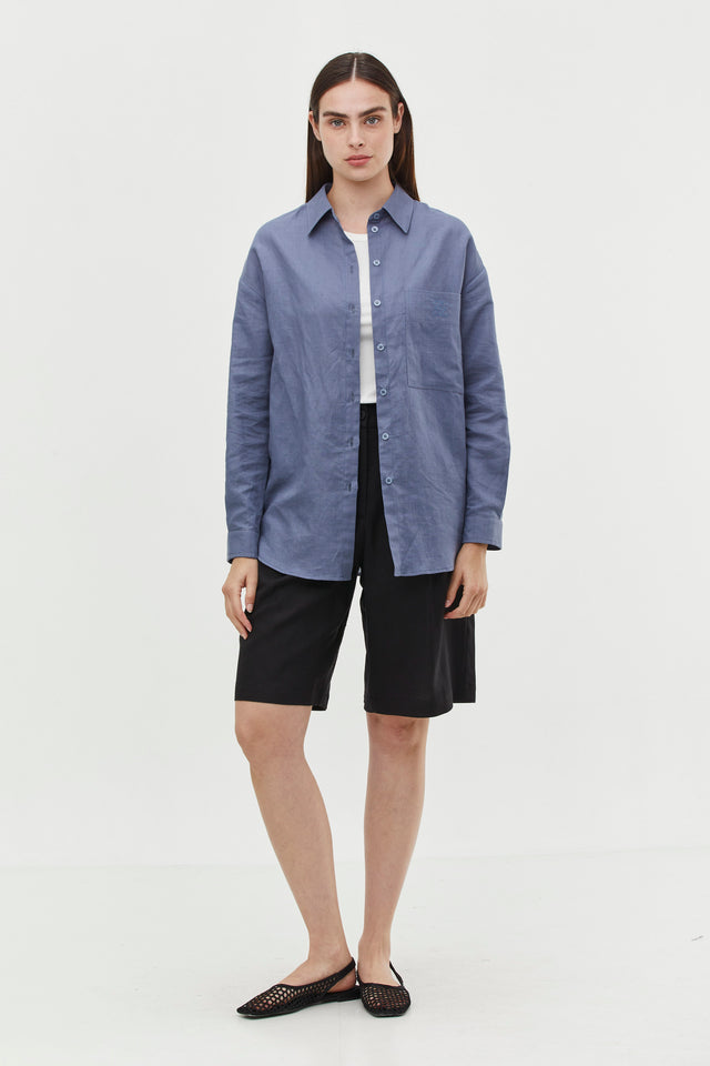 Andy Blouse Linen Denim Blue