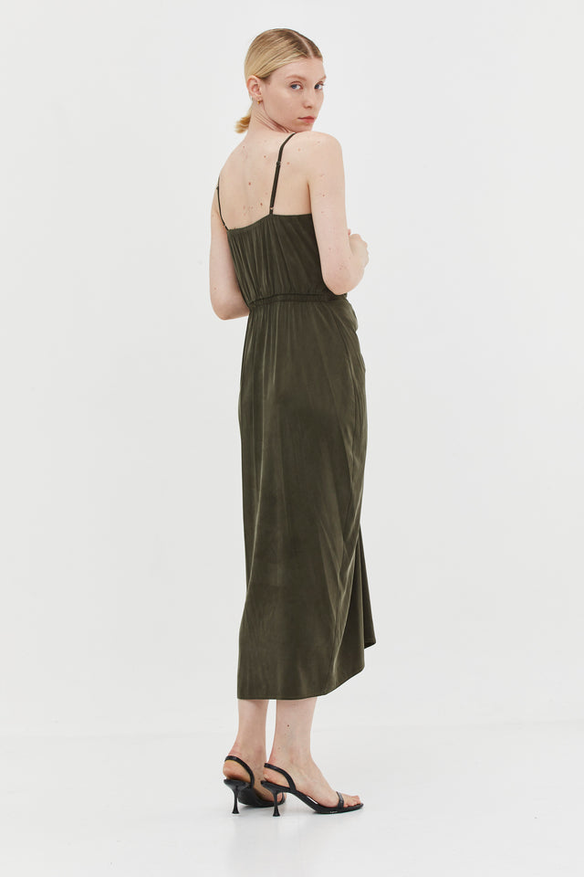 Nina Dress cupro Dark Olive